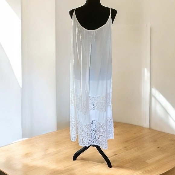 Elegant White Lace Cotton Dress Women’s Size 16 NWOT Slip-On Balletcore - Picture 7 of 10